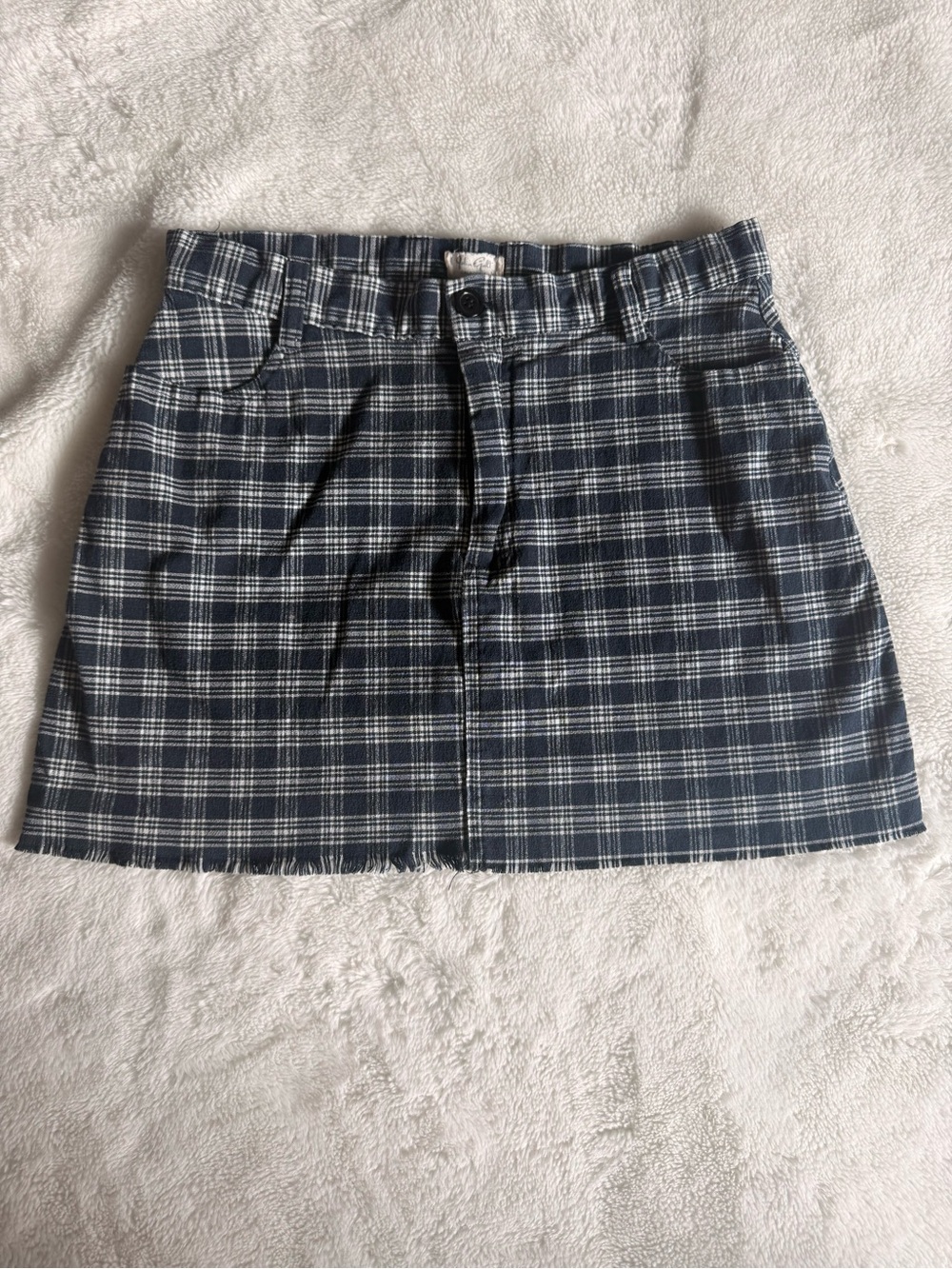 Brandy Melville Navy and White Plaid Mini Skirt